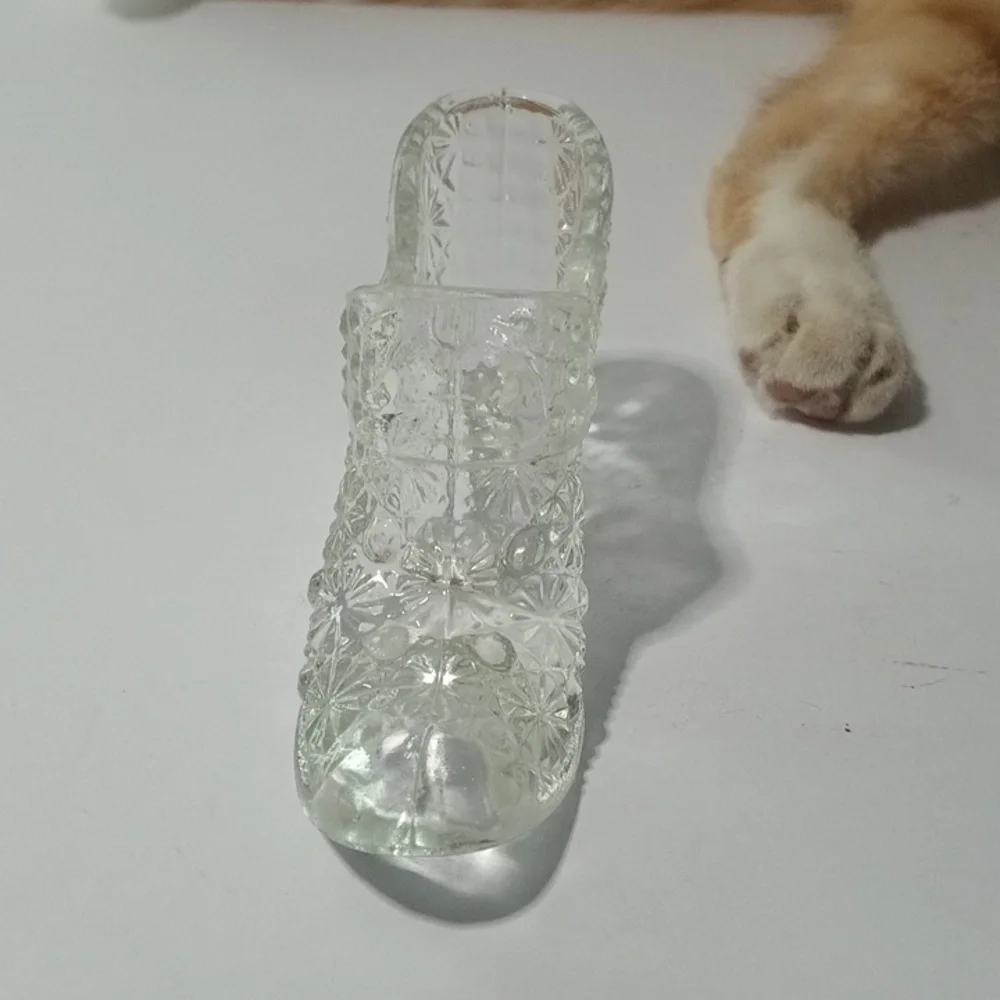 Vintage Fenton Daisy Button Clear Glass Slipper Shoe Made In USA 5.5